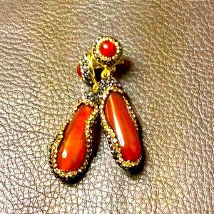 Gold Water Drop Agate Stone Stud Earrings